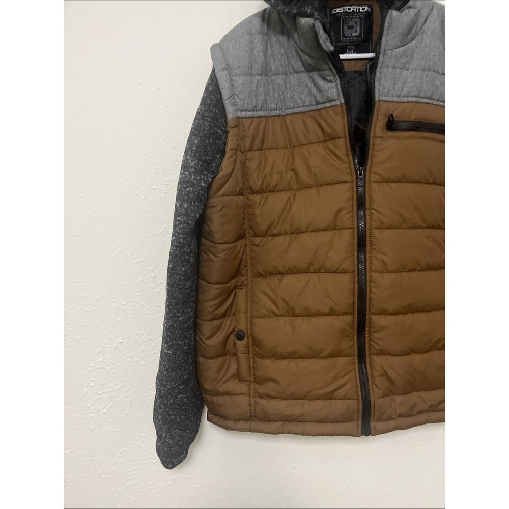 DISTORTION Men's Comfort & Style Colorblock Puffer Hoodie Winter Jacket Size XL - Picture 4 of 11